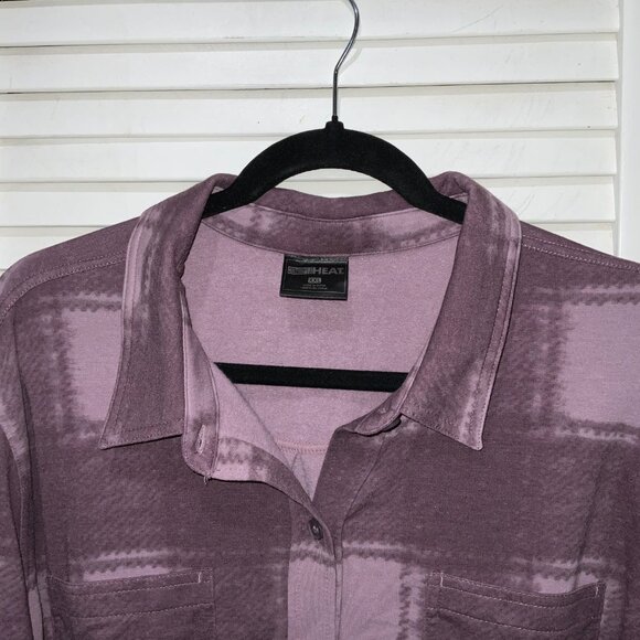 32 Degrees Heat Purple Plaid Cozy Knit Button-Up Shirt Size XXL - Picture 2 of 3